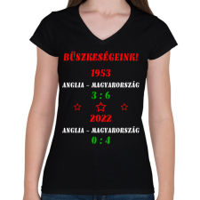 PRINTFASHION Anglia - Magyarország színes - Női V-nyakú póló - Fekete női póló