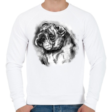 PRINTFASHION angol bulldog  - Férfi pulóver - Fehér férfi pulóver, kardigán
