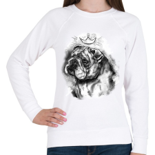 PRINTFASHION angol bulldog koronaval - Női pulóver - Fehér női pulóver, kardigán