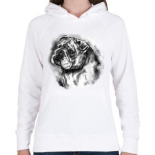 PRINTFASHION angol bulldog - Női kapucnis pulóver - Fehér női pulóver, kardigán