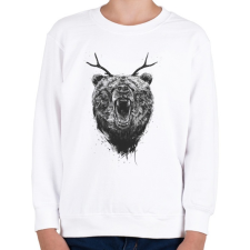 PRINTFASHION Angry bear with antlers - Gyerek pulóver - Fehér gyerek pulóver, kardigán