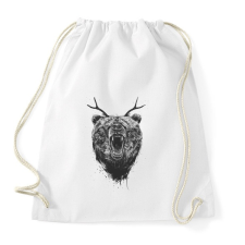 PRINTFASHION Angry bear with antlers - Sportzsák, Tornazsák - Fehér tornazsák