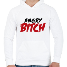 PRINTFASHION Angry Bitch - Férfi kapucnis pulóver - Fehér férfi pulóver, kardigán