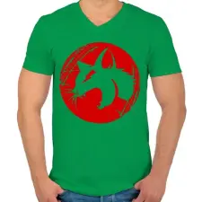 PRINTFASHION Angry cat - Férfi V-nyakú póló - Zöld férfi póló