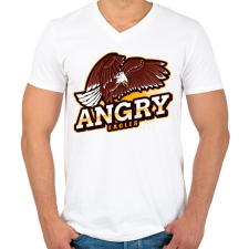 PRINTFASHION Angry Eagles - Férfi V-nyakú póló - Fehér férfi póló