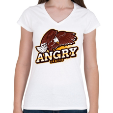 PRINTFASHION Angry Eagles - Női V-nyakú póló - Fehér