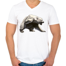 PRINTFASHION Angry Polar Bear - Férfi V-nyakú póló - Fehér