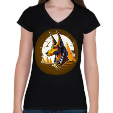 PRINTFASHION anibus - Női V-nyakú póló - Fekete női póló