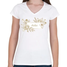 PRINTFASHION Anikó - Női V-nyakú póló - Fehér