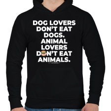 PRINTFASHION Animal lovers don't eat animals - vegán aktivista grafika #3 - Férfi kapucnis pulóver - Fekete férfi pulóver, kardigán