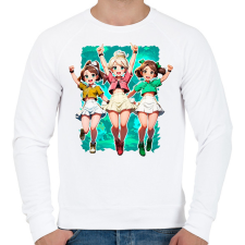 PRINTFASHION Anime barátnők - Férfi pulóver - Fehér férfi pulóver, kardigán