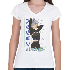 PRINTFASHION Anime csaj - Női V-nyakú póló - Fehér női póló