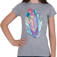 PRINTFASHION Anime lány szörföl  - Női póló - Sport szürke női póló