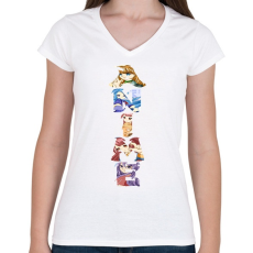 PRINTFASHION Anime - Női V-nyakú póló - Fehér