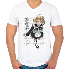 PRINTFASHION Animés csaj - Férfi V-nyakú póló - Fehér férfi póló