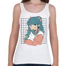 PRINTFASHION Animés lány cicával - Női atléta - Fehér