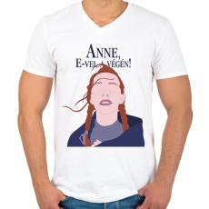 PRINTFASHION Anne, E-vel a végén! - Férfi V-nyakú póló - Fehér