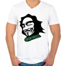 PRINTFASHION Anonymous - Férfi V-nyakú póló - Fehér férfi póló