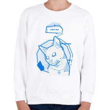 PRINTFASHION Antisocial cat - Gyerek pulóver - Fehér gyerek pulóver, kardigán