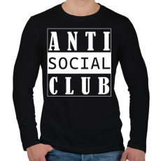 PRINTFASHION Antisocial club (white) - Férfi hosszú ujjú póló - Fekete