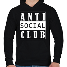 PRINTFASHION Antisocial club (white) - Férfi kapucnis pulóver - Fekete férfi pulóver, kardigán