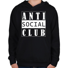 PRINTFASHION Antisocial club (white) - Gyerek kapucnis pulóver - Fekete