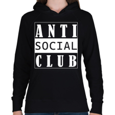 PRINTFASHION Antisocial club (white) - Női kapucnis pulóver - Fekete női pulóver, kardigán