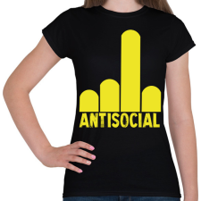 PRINTFASHION Antisocial finger - Női póló - Fekete női póló
