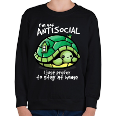 PRINTFASHION Antiszoci teknős - Gyerek pulóver - Fekete