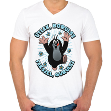 PRINTFASHION Antiszociális Kisvakond - Férfi V-nyakú póló - Fehér