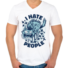 PRINTFASHION Antiszociális macska - Férfi V-nyakú póló - Fehér