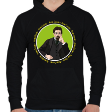 PRINTFASHION Anton Chekhov - Férfi kapucnis pulóver - Fekete férfi pulóver, kardigán