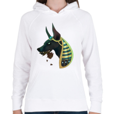 PRINTFASHION ANUBIS WITH ROSE  SMITE - Női kapucnis pulóver - Fehér női pulóver, kardigán