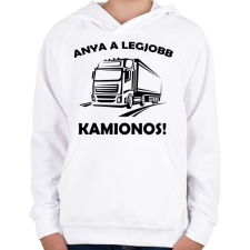 PRINTFASHION Anya a legjobb kamionos - Gyerek kapucnis pulóver - Fehér gyerek pulóver, kardigán