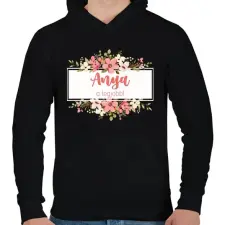 PRINTFASHION Anya a legjobb! - Virágos - Férfi kapucnis pulóver - Fekete férfi pulóver, kardigán