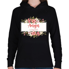 PRINTFASHION Anya a legjobb! - Virágos - Női kapucnis pulóver - Fekete