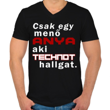 PRINTFASHION Anya, aki technot hallgat. - Férfi V-nyakú póló - Fekete férfi póló