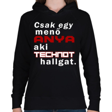 PRINTFASHION Anya, aki technot hallgat. - Női kapucnis pulóver - Fekete
