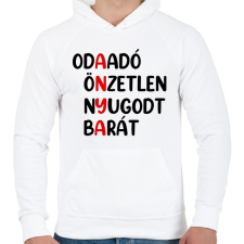 PRINTFASHION Anya - betűs - Férfi kapucnis pulóver - Fehér férfi pulóver, kardigán