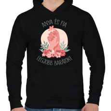 PRINTFASHION Anya és fia legjobb barátok - Férfi kapucnis pulóver - Fekete