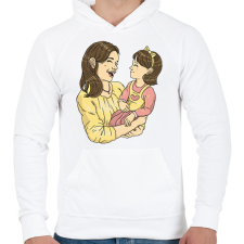 PRINTFASHION Anya és lánya - Férfi kapucnis pulóver - Fehér férfi pulóver, kardigán