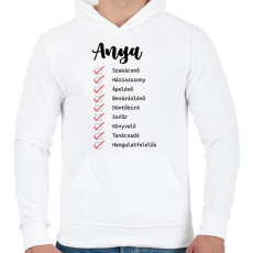 PRINTFASHION Anya feladatkörök - Férfi kapucnis pulóver - Fehér
