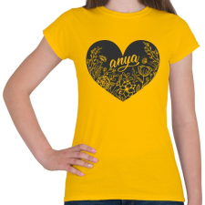 PRINTFASHION Anya felirat szívben virágokkal - Női póló - Sárga női póló