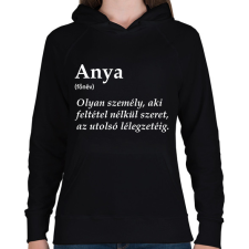 PRINTFASHION Anya főnév fehér - Női kapucnis pulóver - Fekete női pulóver, kardigán