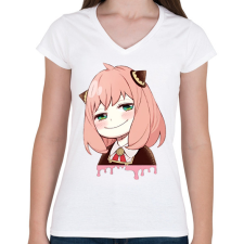 PRINTFASHION Anya Forger minta (Spy x Family) - Női V-nyakú póló - Fehér női póló