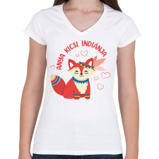 PRINTFASHION Anya kicsi indiánja - Női V-nyakú póló - Fehér női póló