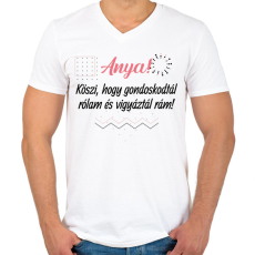 PRINTFASHION Anya! Köszi hogy gondoskodtál rólam - Férfi V-nyakú póló - Fehér