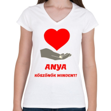 PRINTFASHION Anya köszönök mindent - Női V-nyakú póló - Fehér női póló