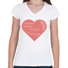 PRINTFASHION Anya - Női V-nyakú póló - Fehér