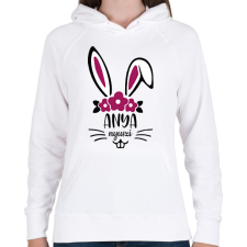 PRINTFASHION Anya nyuszi - Női kapucnis pulóver - Fehér női pulóver, kardigán